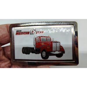 White Western W Star Trucking Vintage Belt Buckle 1970's